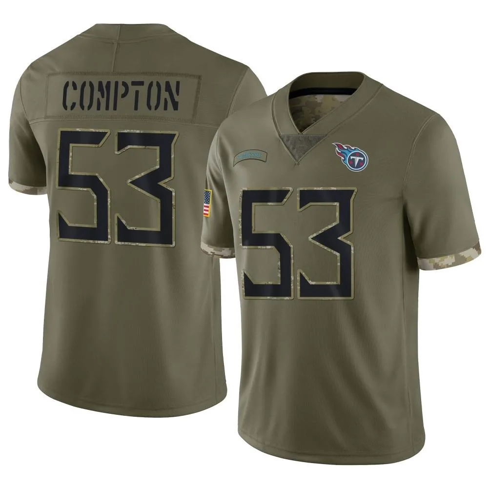 Men's Tennessee Titans Will Compton Nike 2022 Salute To Service Limited Olive Jersey Men's Tennessee Titans Will Compton Nike 2022 Salute To Service Limited Olive Jersey