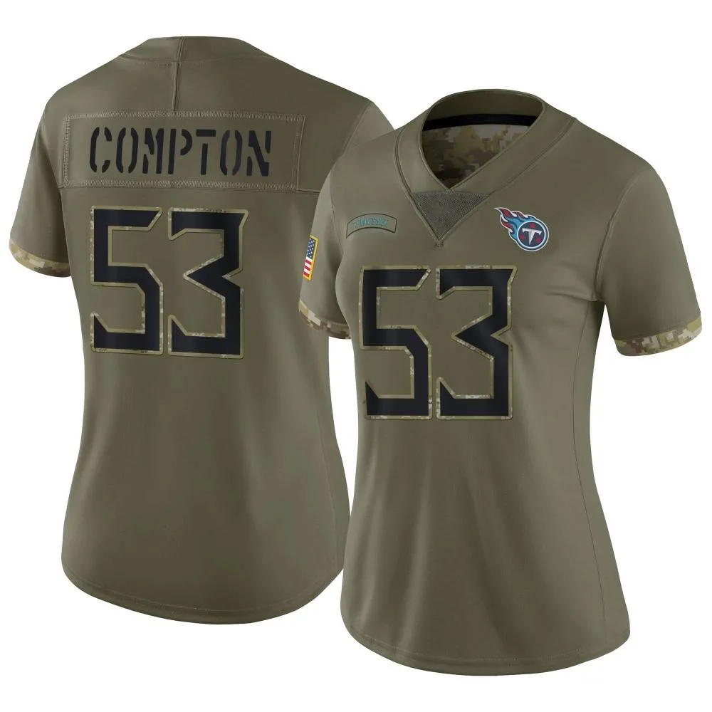 Women's Tennessee Titans Will Compton Nike 2022 Salute To Service Limited Olive Jersey Women's Tennessee Titans Will Compton Nike 2022 Salute To Service Limited Olive Jersey
