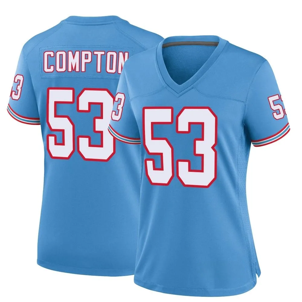 Women's Tennessee Titans Will Compton Nike Oilers Throwback Alternate Game Light Blue Jersey Women's Tennessee Titans Will Compton Nike Oilers Throwback Alternate Game Light Blue Jersey